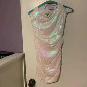 Nicole Miller Iridescent White Sequin Dress